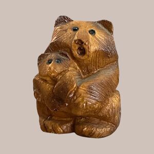 Artesania Rinconada Bear & Cub Figurine Retired Pottery Uruguay 3" Handcrafted